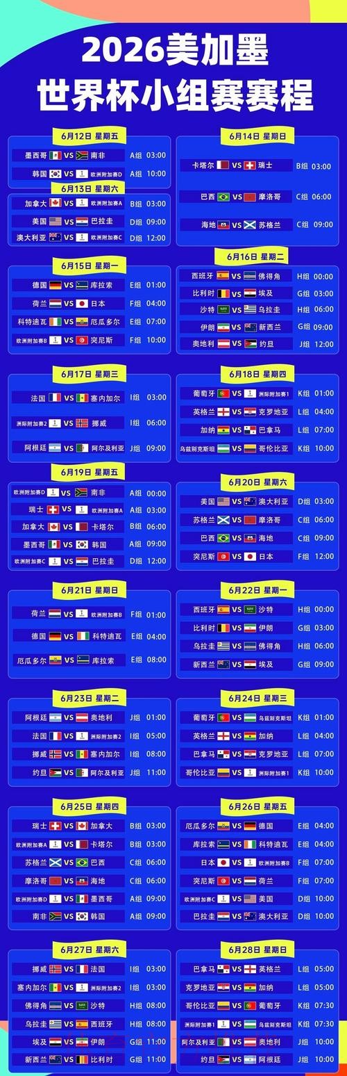 2026美加墨世界杯完整赛程是否免费 2026美加墨世界杯完整赛程是否免费